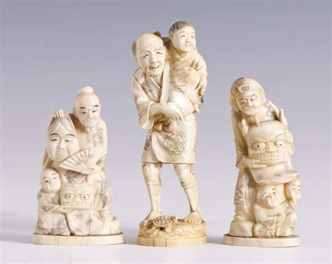 Sgn Carved Ivory Japanese Figures Cottone Auctions