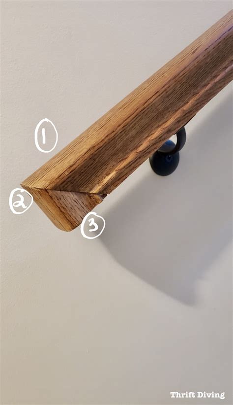 By orienting the hand rail on its side, space can be maximized. Installing a Staircase Handrail at My Basement Stairs