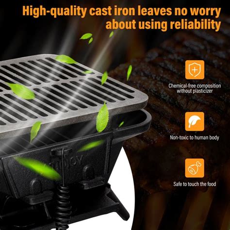 Gymax Heavy Duty Cast Iron Charcoal Grill Tabletop Bbq Grill Stove For