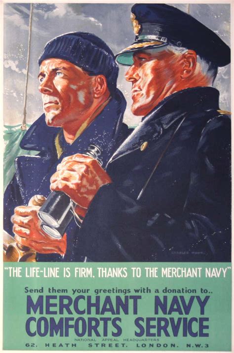Original Vintage World War Ii Poster For The Merchant Navy Comforts