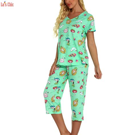 Womens Cute Cotton Capri Pajama Set Lus Chic
