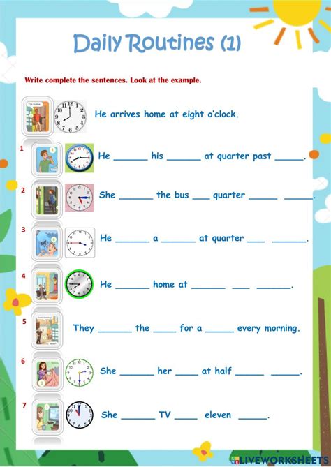 Daily Routine Activities Everyday Activities English Worksheets For