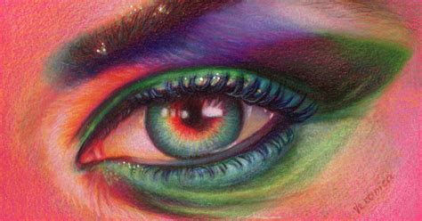 How I Draw An Eye In Colored Pencils On Colored Paper