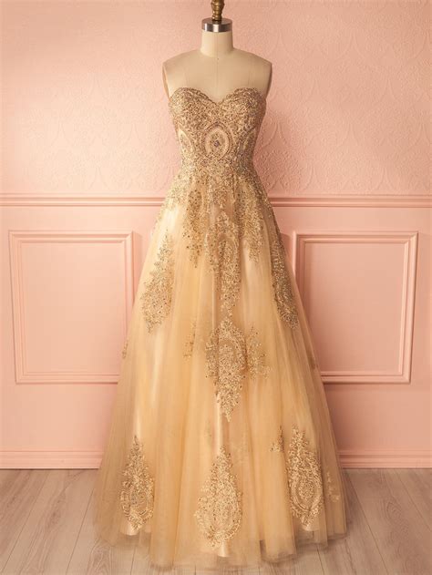 Beautiful Prom Dresses A Line Sweetheart Gold Lace Up Prom Dresseveni