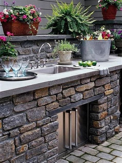 The combination of wood and stone never. 15 Most Outrageous Outdoor Kitchen Sink Station Ideas