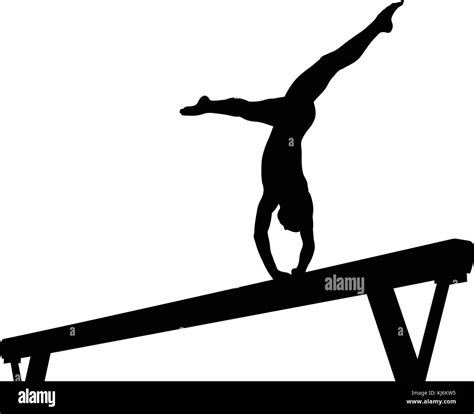 balance beam girl gymnast in artistic gymnastics black silhouette stock vector image and art alamy