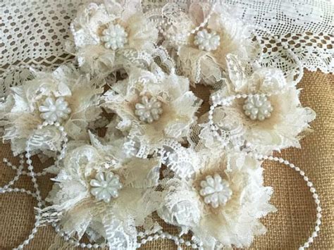 Beautiful for dressing up, also. 7 Shabby Chic Ivory And Honey Color Lace Handmade Flowers ...