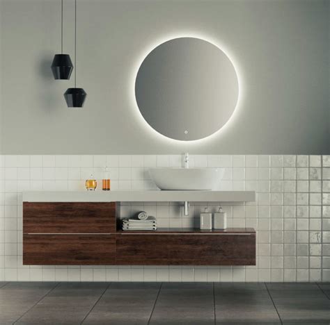 aurora round backlit bathroom mirror with demister luxe mirrors