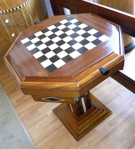 54 l cocktail table art deco hand painted finish polished nickel accents. Art Deco Game table Chess Checkers Backgammon | Small ...