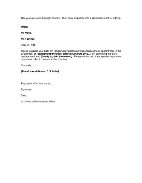 Sometimes the nature of your position merits a more specific letter of. Standard Resignation Letter Template Word Examples ...
