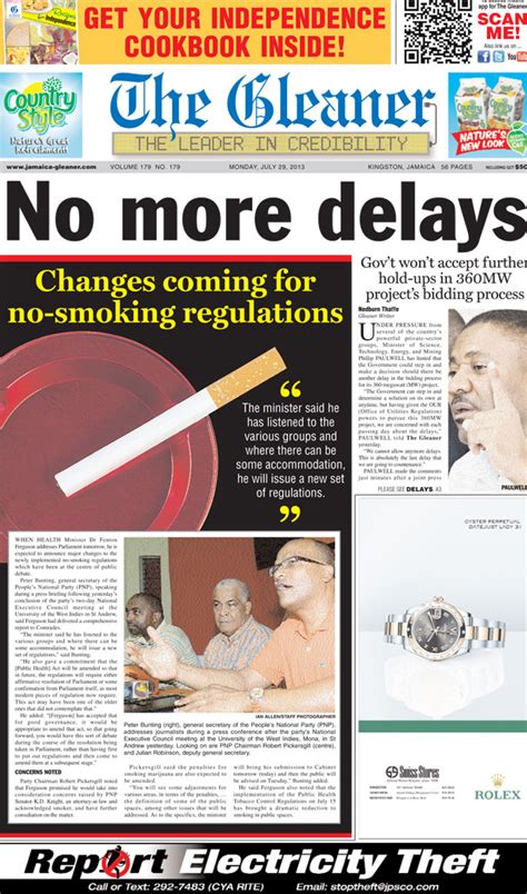 today s front page the jamaica gleaner