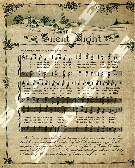 You're in our thoughts and prayers. Christmas Holiday Religious Silent Night Sheet Holiday Music