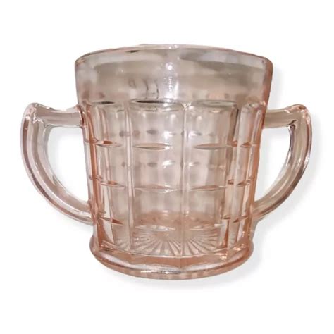 HAZEL ATLAS VINTAGE 1930 S Colonial Block Pink Depression Glass Open