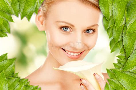 Beautiful Woman With Calla Flower Stock Image Image Of Natural Nice