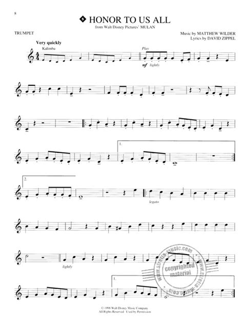 Easy Trumpet Sheet Music Disney