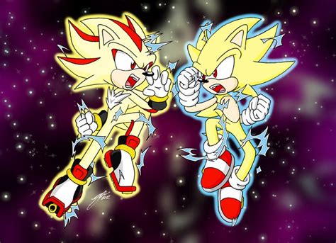 Hyper Sonic Vs Hyper Shadow By Sonicguru On Deviantart Sonic Super