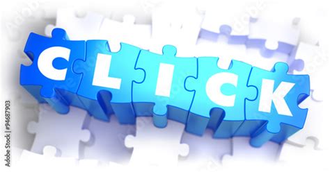 Click Word On Blue Puzzles Stock Photo And Royalty Free Images On