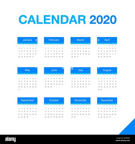 Calendario De Mesa Minimalista Del Año 2020 Diseño De Calendario Con
