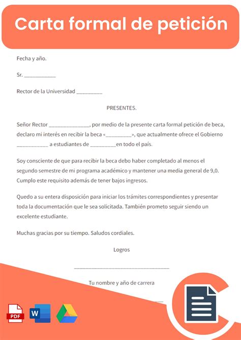 Cartas Formales De Petición Descárgala Formato Word Y Pdf