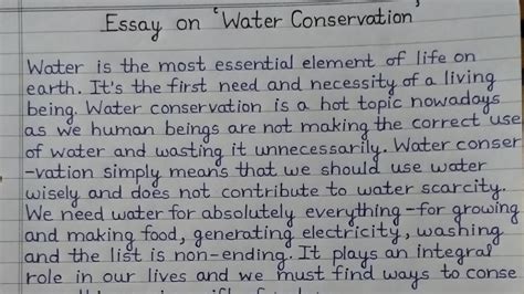 Write An Essay Of Water Conservation In English Essay On Save Water