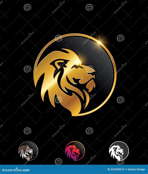 Golden Lion Head Logo Vector Sign Stock Vector Illustration Of Luxury