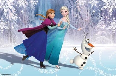 Disney Frozen Movie Anna Elsa Olaf Ice Skating Poster Print 34x22 New