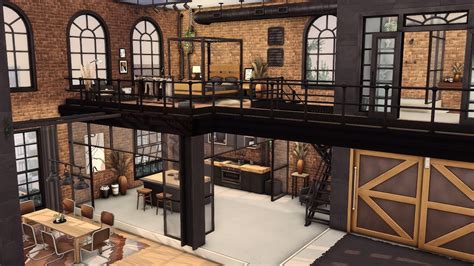 Industrial Loft Penthouse No Cc Sims 4 Speed Build Youtube