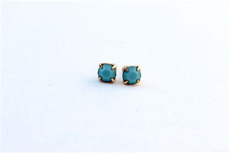 Rhinestone Turquoise Blue Stud Earrings From Preciosa Rhinestone