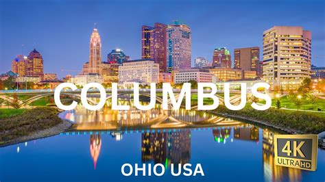 Columbus Ohio In K Night View Of City By Drone Usa Youtube