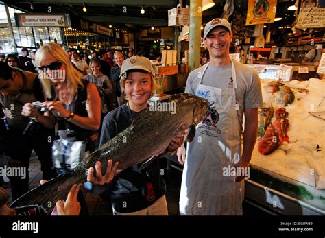 Fishmonger At Pike Place Market Seattle Usa Stock Photo Alamy