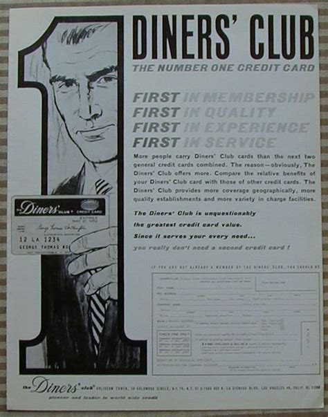 The issue of two fake. Vintage Ad Diners Club 1963 Number One Credit Card