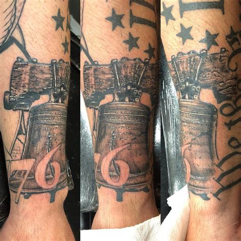 He's got too many tattoos to keep up with. Progress report:) finished the liberty bell on Shauns ...