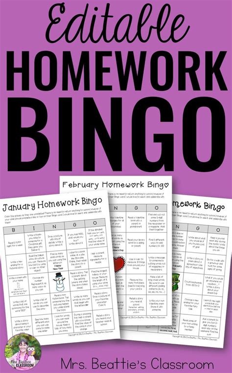 Choice Boards For Homework Full Year Homework Bingo Editable Pdf