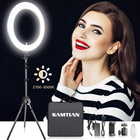 3 Samtian 18 Inch Adjustable 2700 5500k Color Temperature Ring Light