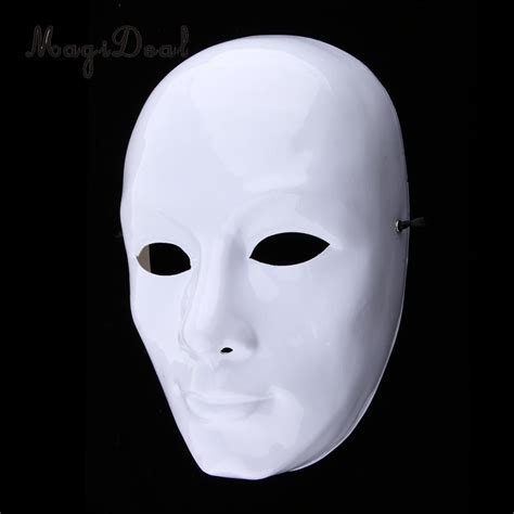 White Face Adult Mask Blank Male Mask Halloween Costume Unpainted Mask