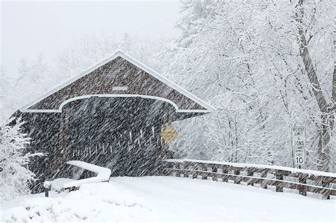 Rowells Covered Bridge In The Blizzard Hopkinton New