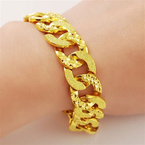 Designed chain bracelet for little boys. Hot Selling Women Men 24K Gold Flat Circle Link Chain ...