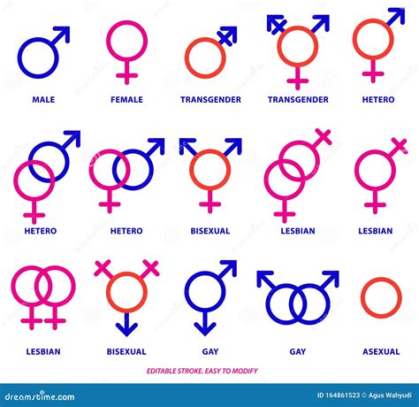 Conjunto De Símbolos De Género O Masculinos Femeninos De Orientación