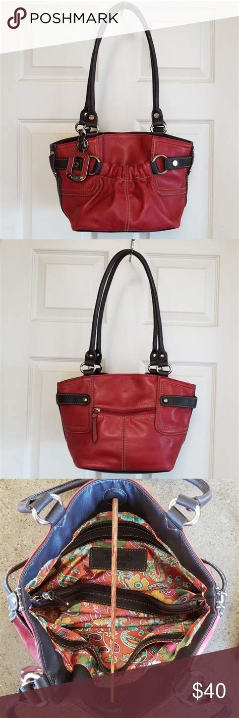 Tignanello Red And Brown Leather Bag Brown Leather Bag Bags Brown