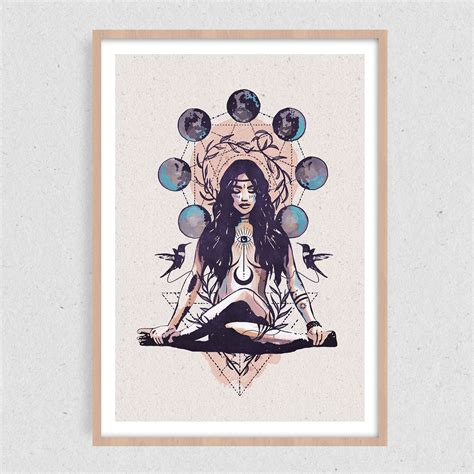 Aletheia Goddess Of Truth Wall Print Mystical Illustration Celestial Yoga Illustration