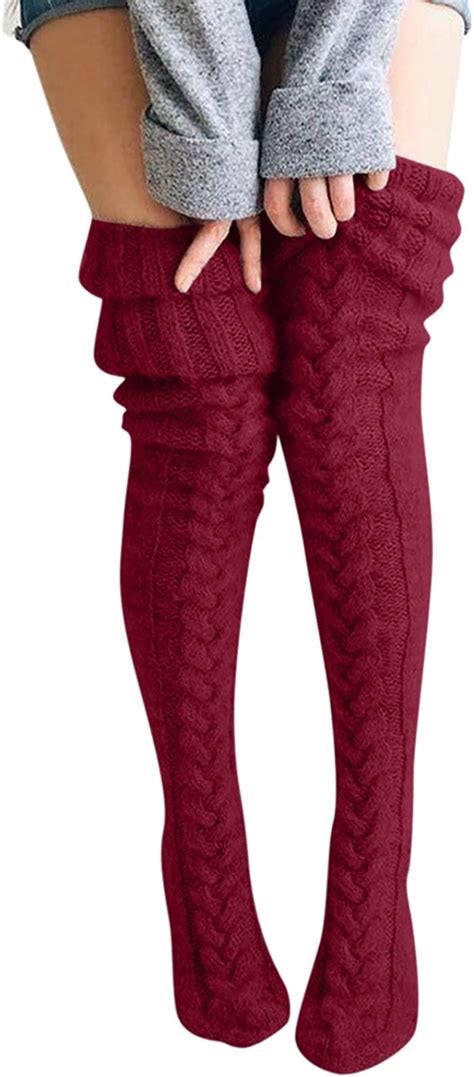 Women Knit Leg Stocking Thigh Long Warmers Knee Cable Boot