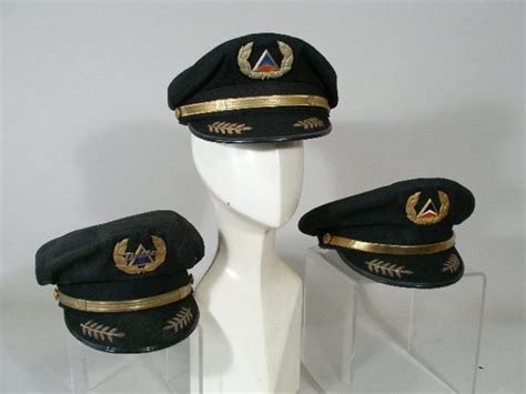 208 Three Vintage Delta Airlines Captain Hats Lot 208