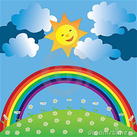 happy sun  rainbow royalty  stock photography