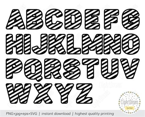Striped Font Svg Stripe Zebra Letters Alphabet Svg Files Etsy