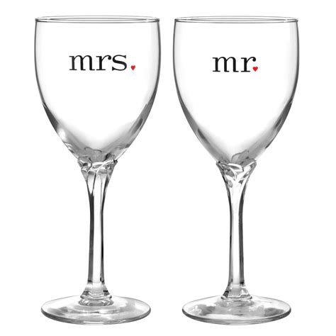 Mr And Mrs Wine Glasses ~ Set Of 2 This Pair Of Mr And Mrs Wine Glasses Is Perfect For A