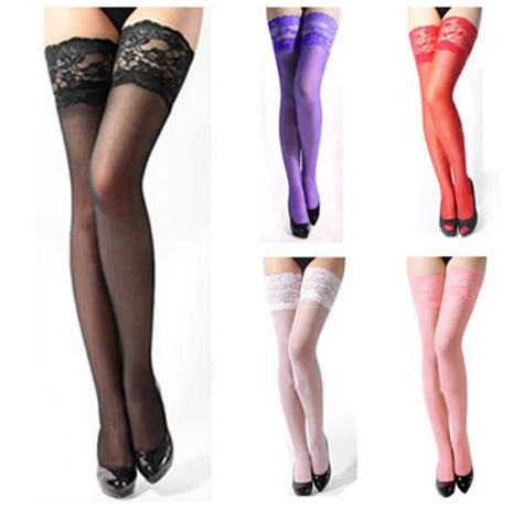 sexy women mesh sheer lace stay up thigh high hold ups stockings pantyhose lace floral see