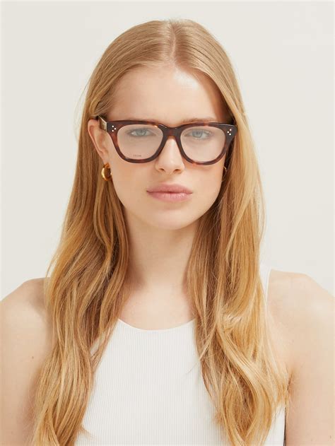 d frame tortoiseshell effect acetate glasses celine eyewear in 2021 eyewear glasses brown