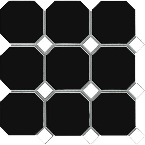 What vibe do you get from the black octagon and dot tile? Octagon Black with White Dot Floor Tile - Tile Stone Paver