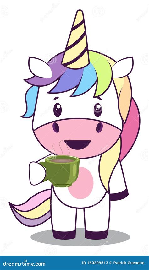 Unicorn With Coffee Illustration Vector Stock Vector Illustration