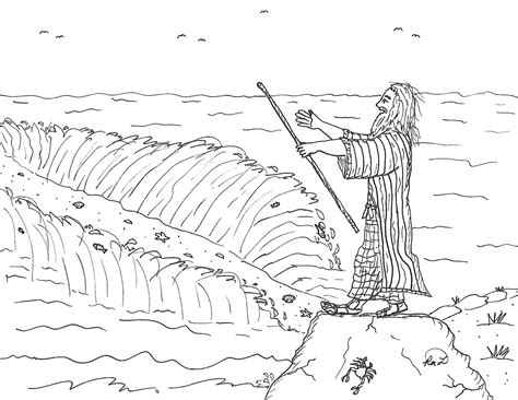 Moses Parting Red Sea Coloring Page Sketch Coloring Page